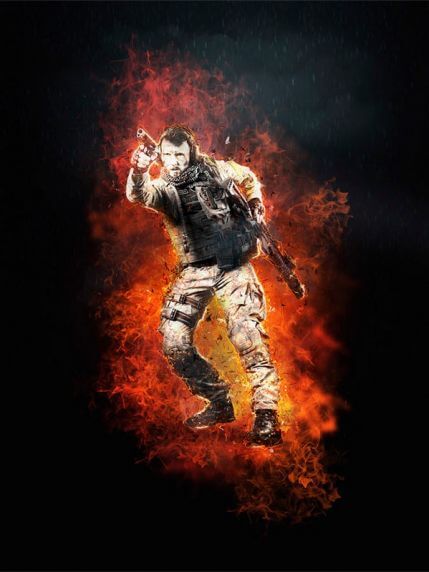 Combat Фотошоп экшен - огонь вокруг объекта редактирования