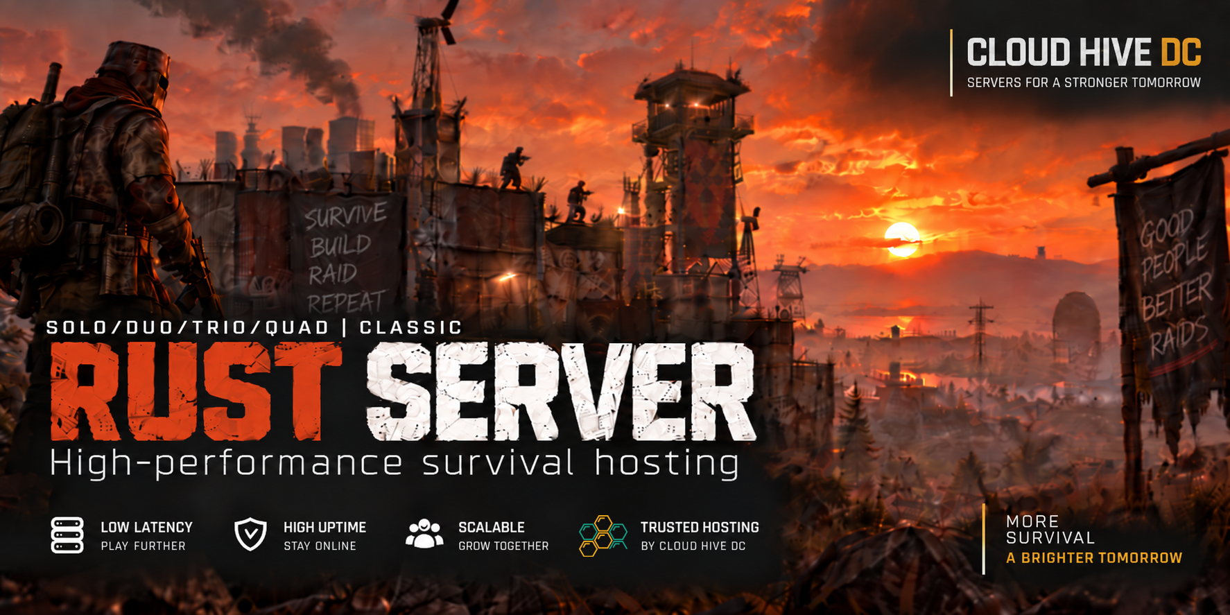 CLOUD HIVE DC Rust Server — Solo, Duo, Trio, Quad Classic