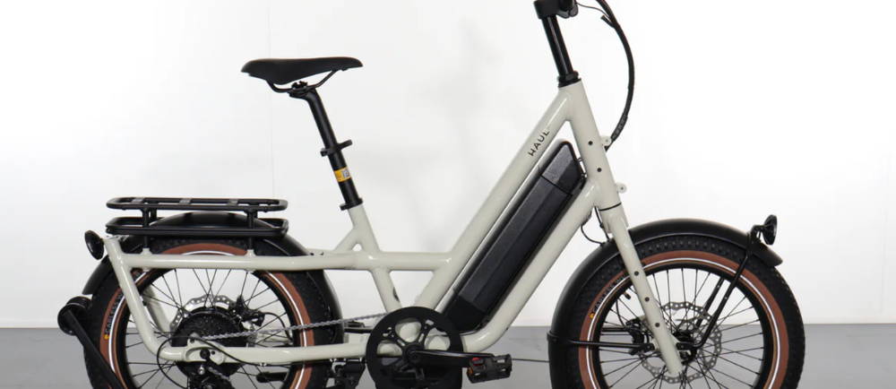 a white Specialized Globe Haul ST electric cargo bike
