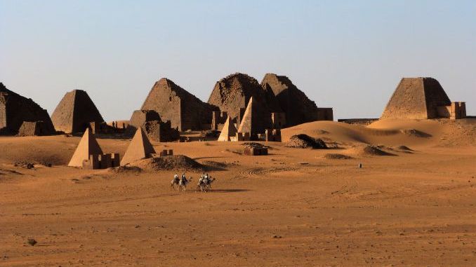 The North Cemetery Pyramids in Meroe, Sudan