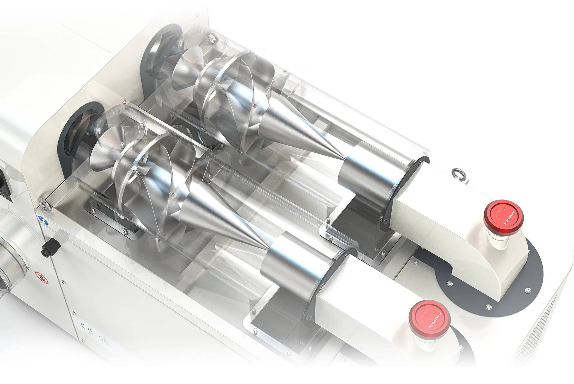 GYRO AIR G-700 Dust Processor for dust collection and extraction high efficiency internal view showing how GYRO AIR technology spins dust stream over 4000 RPM and generates centrifugal force over 100g to push dust into tanks while clean air remains