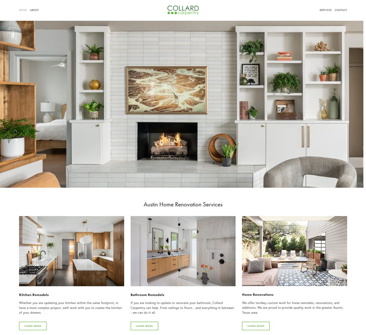 Screenshot of Collard Carpentry, from the wordpress websites collection.