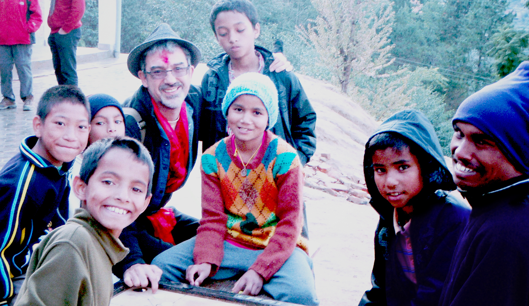 Joe Komodo with some of the kids at Sunrise Orphanage