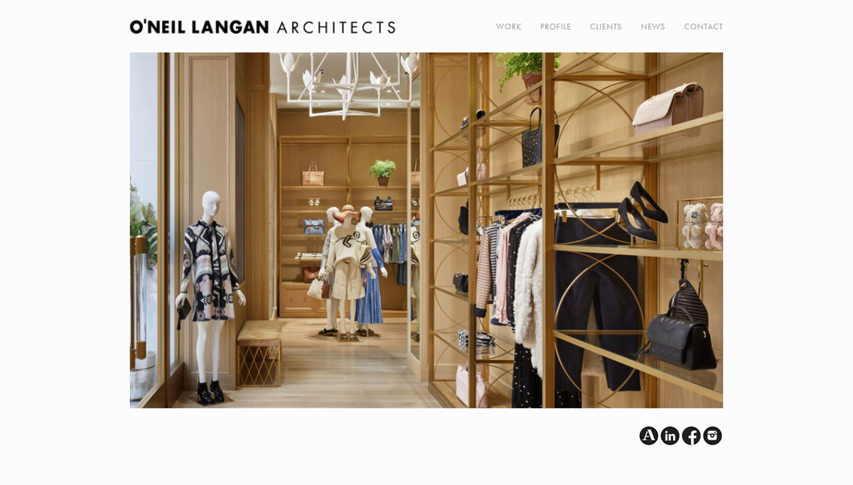 Screenshot of O'Neil Langan Architects, from the simple & minimal websites collection.