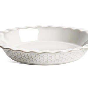 LE TAUCI Pie Pans for Baking 9 Inch, Ceramic Pie Plate for Apple Pie, Round Baking Dish Oven Safe, Embossment Housewarming Wedding Present - 36 OZ, Set of 1, Honey Comb, Arctic White