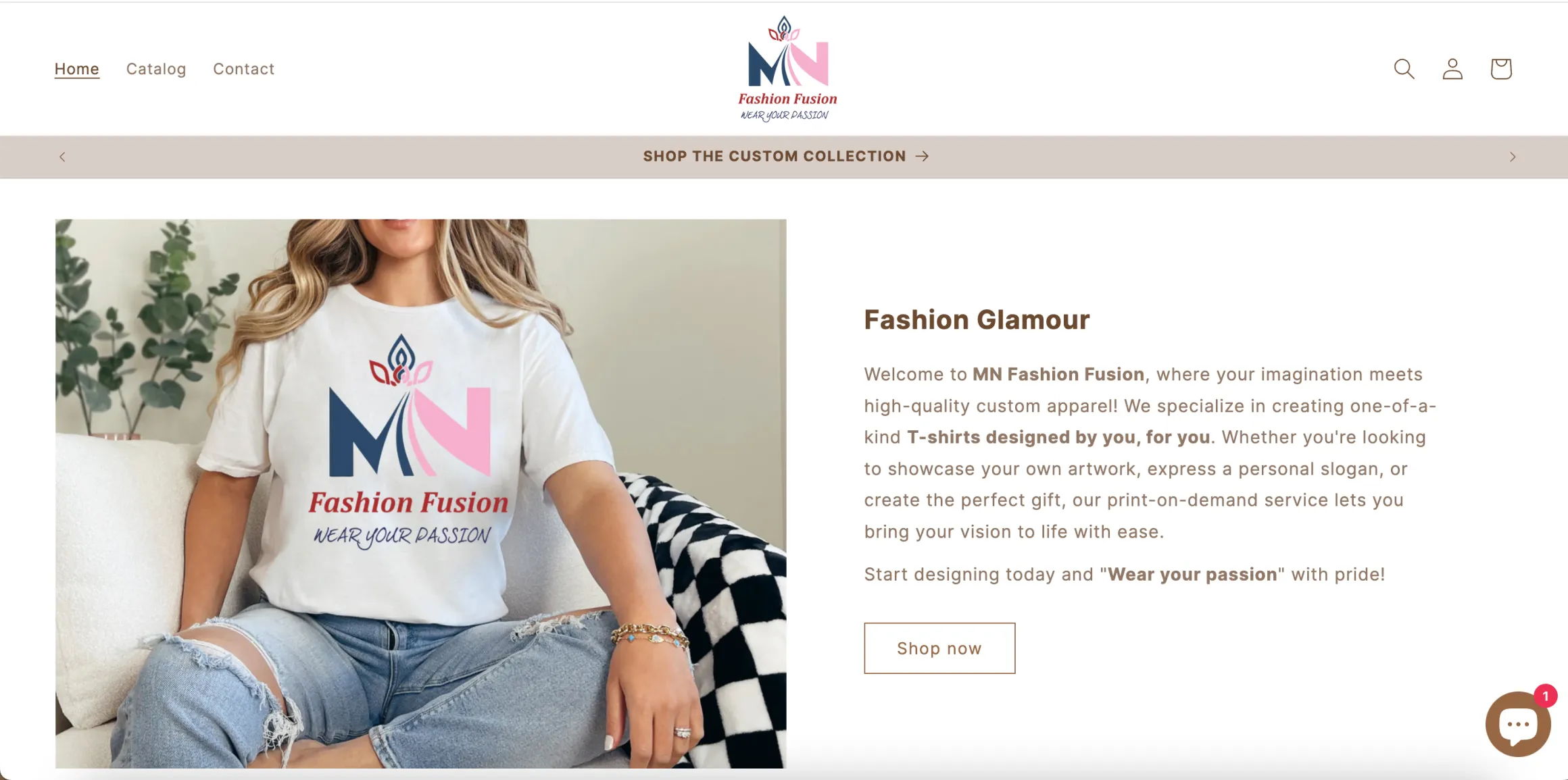 example of Shopify menu