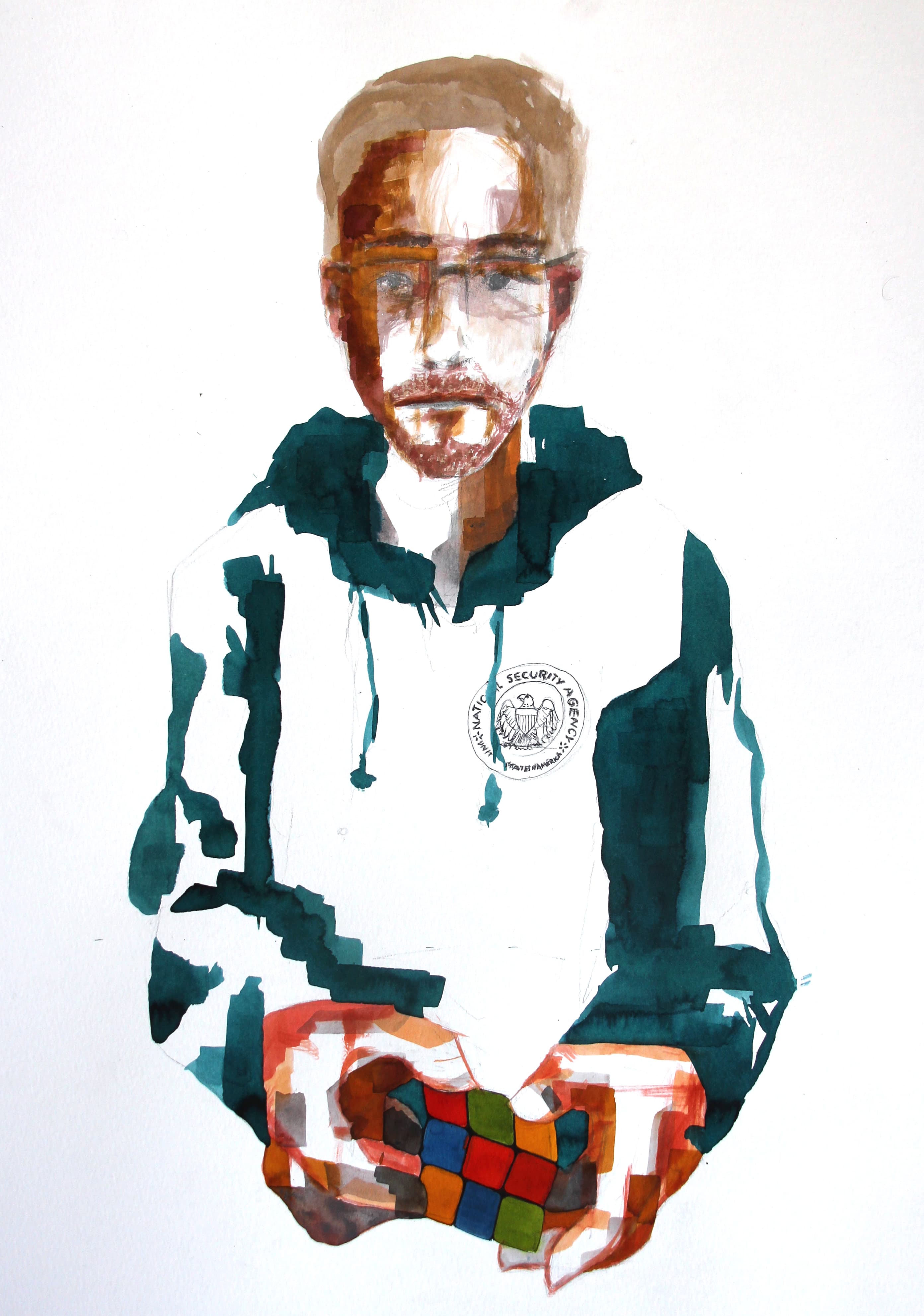 Portret Edward Snowden voor De Standaard Weekblad door Alex Deforce