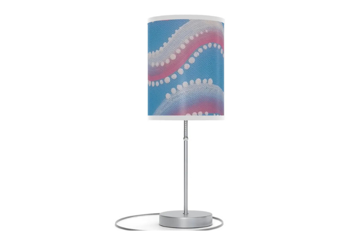Abstract Dot Spiral Lamp | Blue Pink Modern Table Lamp - Image 4