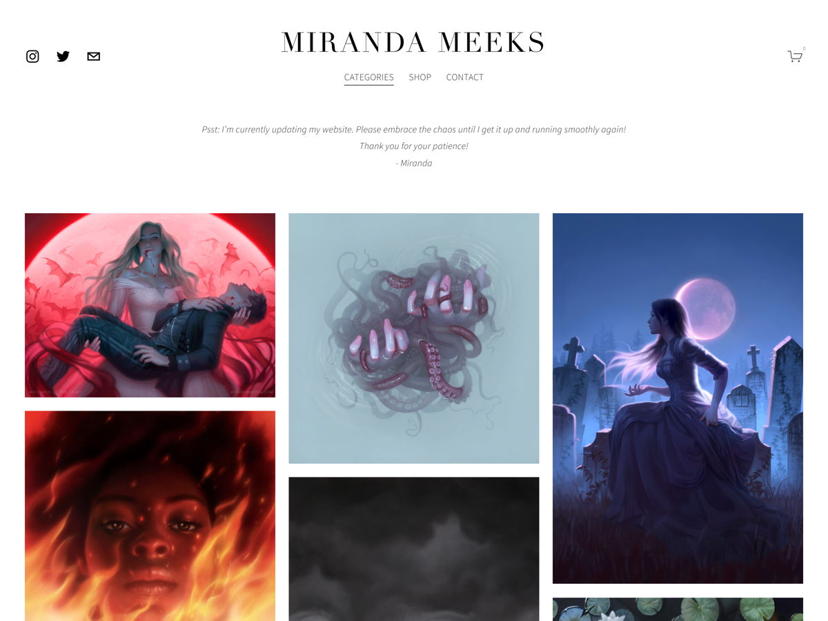 Screenshot of Miranda Meeks, from the art portfolios collection.