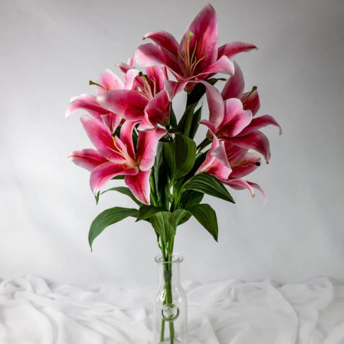 Dark Pink Oriental Lily - Realistic Artificial Flowers