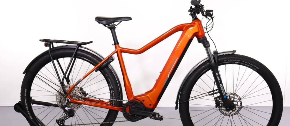 an orange Winora Corwen 12v electric hardtail mountain bike