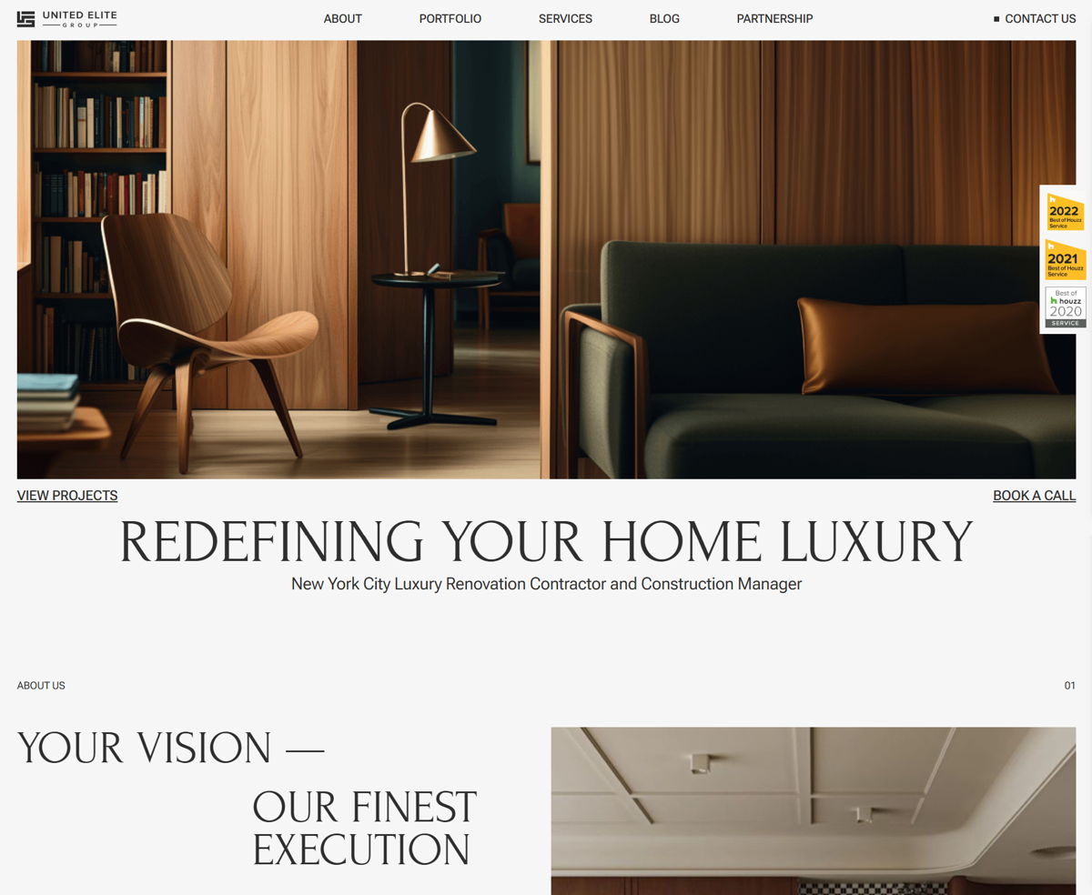 Screenshot of United Elite Group, from the wordpress websites collection.