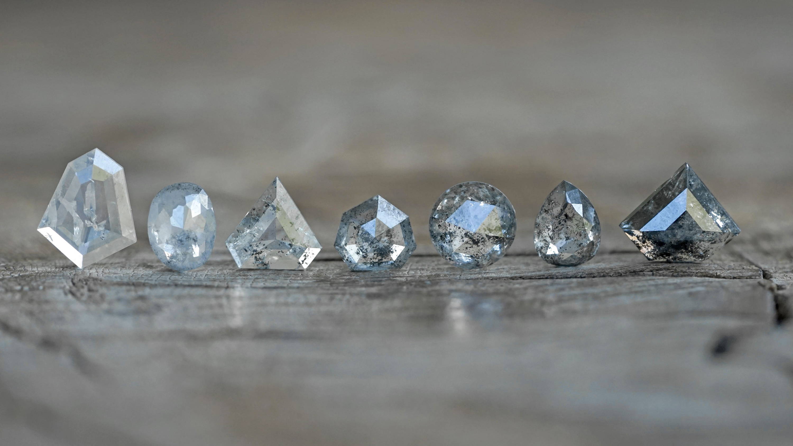 Salt and pepper diamonds in various shapes