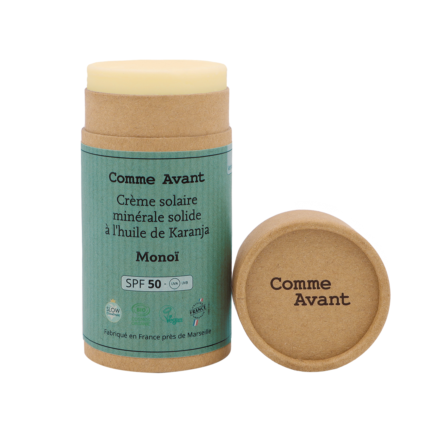 Comme Avant -- Crème solaire minérale solide spf50 - pêche & abricot - version 3 (origine France) - 80 g main image 1