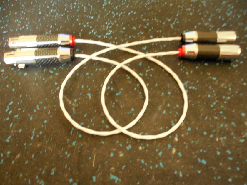 Silver Balanced Interconnects Carbon Fiber Rhodium XLR Connectors .5 Meter