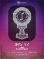 Ihwaz Rune Meaning with design by Occultify. Rune of protection, safety and defense. Purple and pink background with lightly overlayed runes and ornate border.