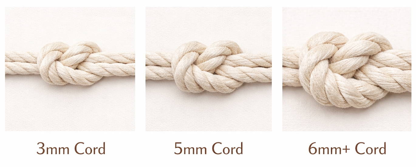 macrame cord thickness comparison