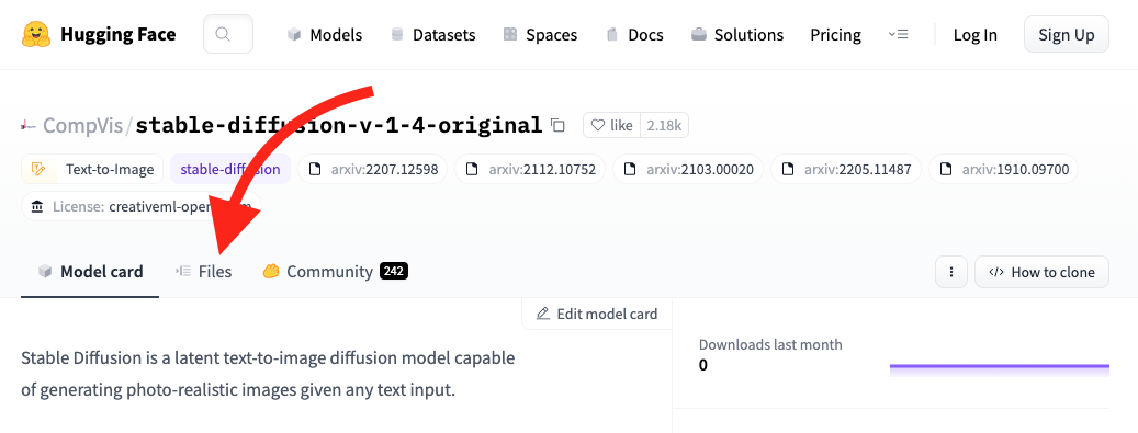 Go to the files tab on the model repo page