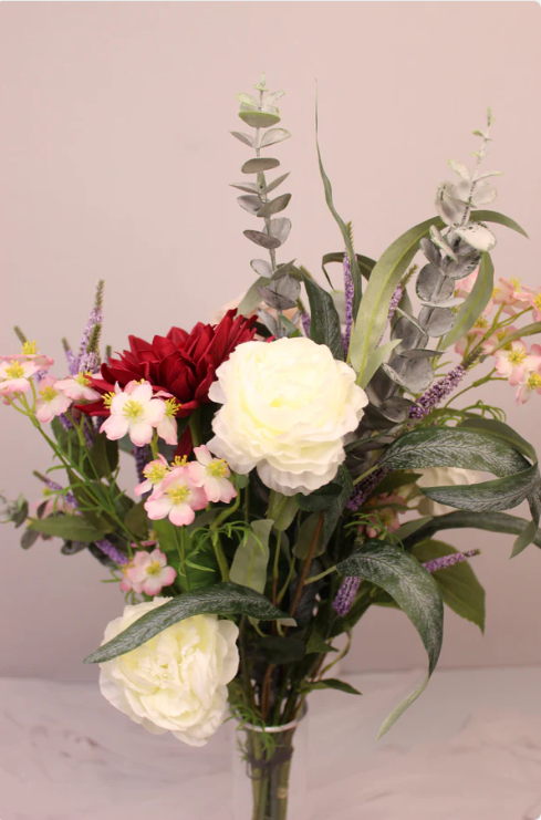 Burgundy Real Touch Dahlia Bouquet '88' - Image 5