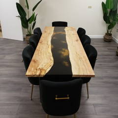 black and gold epoxy river table