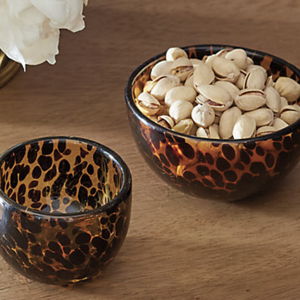 Tortoise Bowls Handmade Glass Serving Set - Set of 2 Large