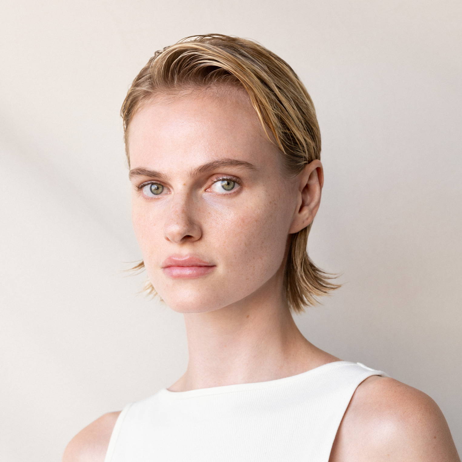 Blonde woman with a bob hairstyle