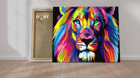 Peinture par numéros d'un lion multicolore