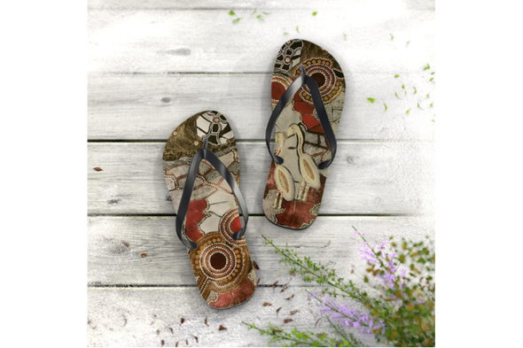 Bohemian Flip Flops, Artistic Design, Summer Sandals with comfort style and colours