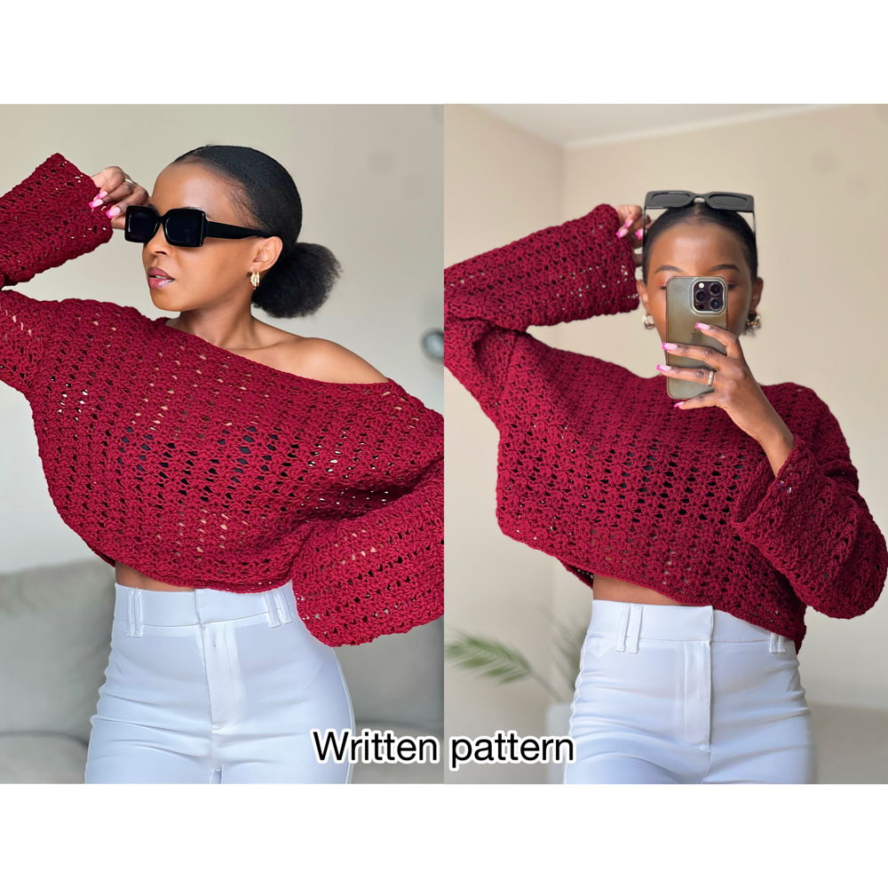Gehaakte Shell Sweater Top / Geschreven patroon