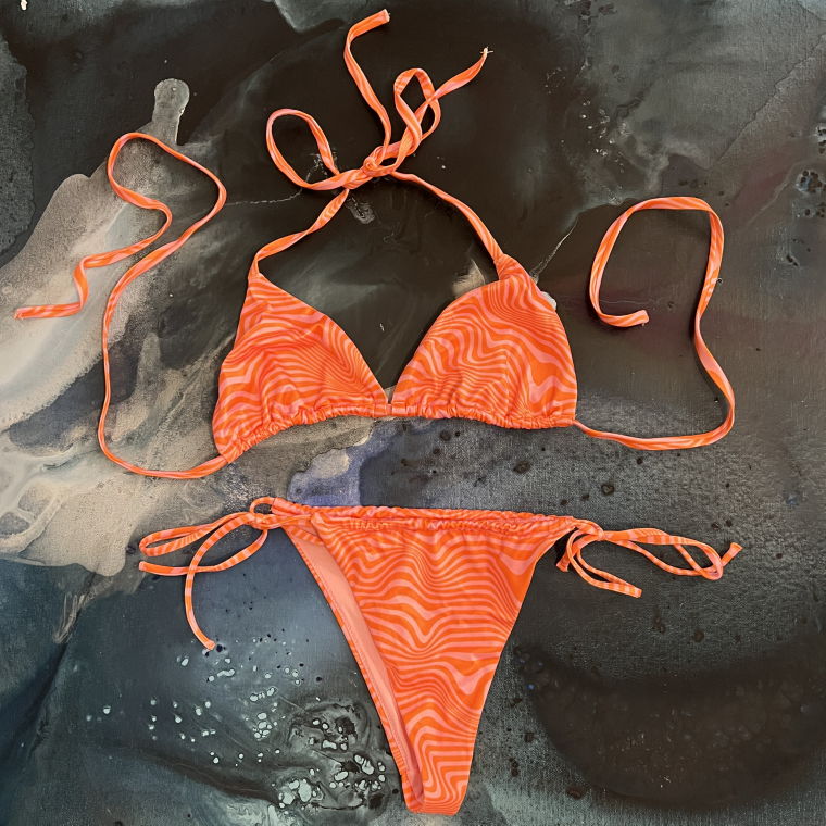 H&M Orange-Tiger Triangle-Bikini 🌞🧡✨
