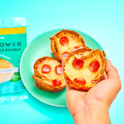 mini pepperoni pizzas made with outer aisle sandwich rounds