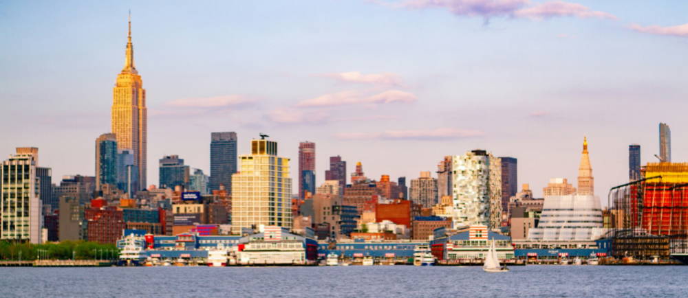 City skyline of New Jersey, as seen from a Boardwalk