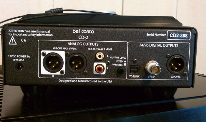 BEL CANTO Cd2 AND VBS 1 PLAYER AND BATTERY PACK