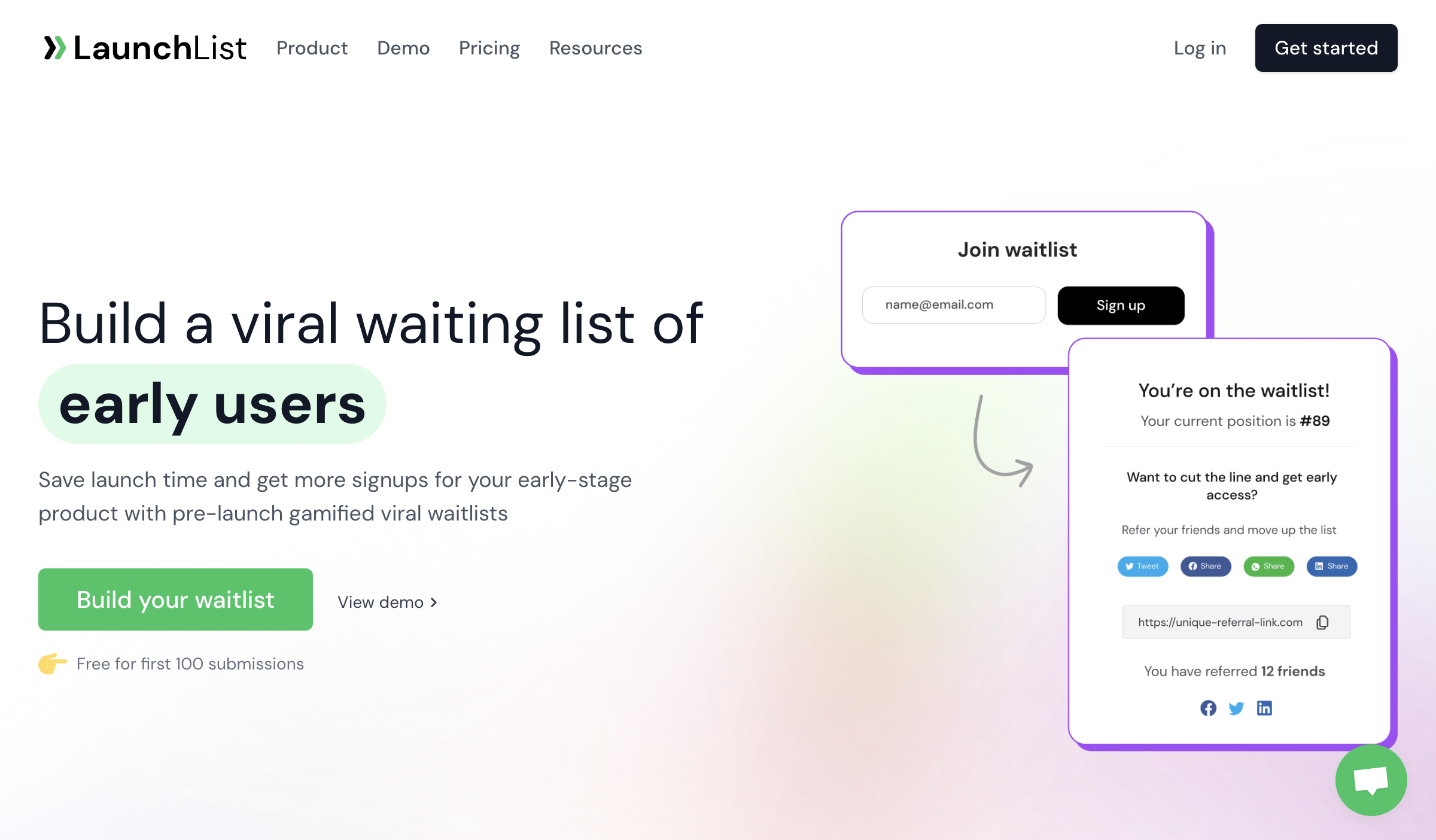 Screenshot of LaunchList Homepage