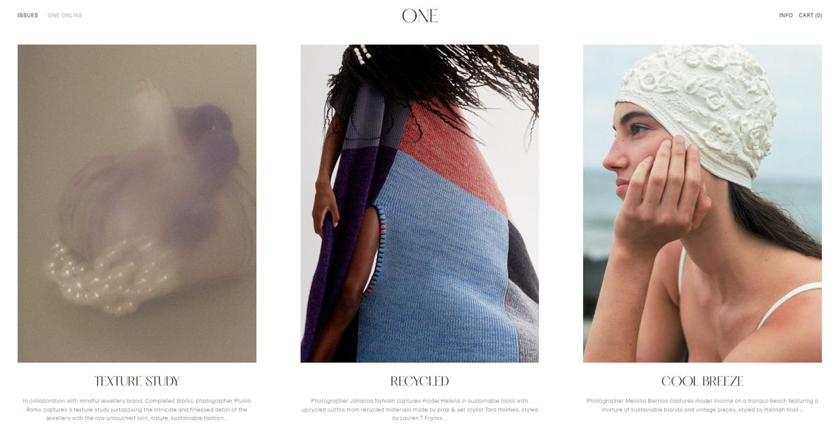 Screenshot of One Magazine, from the blog design examples collection.