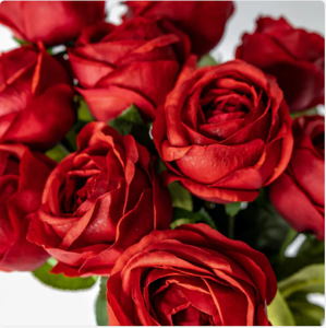 Red David Austin Real Touch Open Bud Rose - Realistic Artificial Flowers
