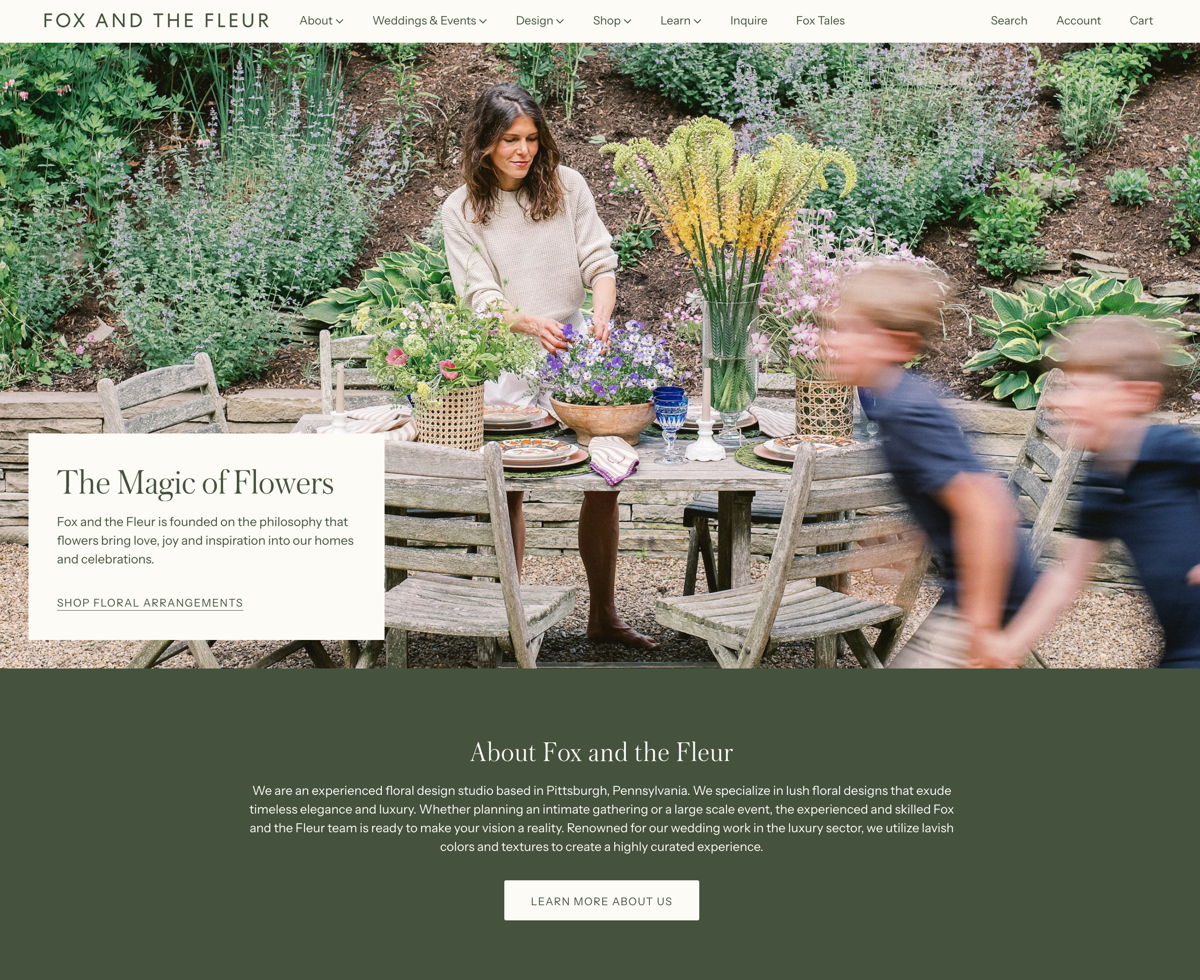 Screenshot of Fox And The Fleur, from the florist & flower shop websites collection.