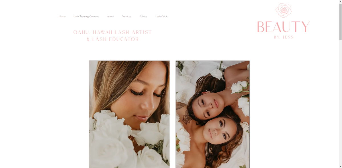 Screenshot of Beauty by Jess, from the esthetician websites collection.