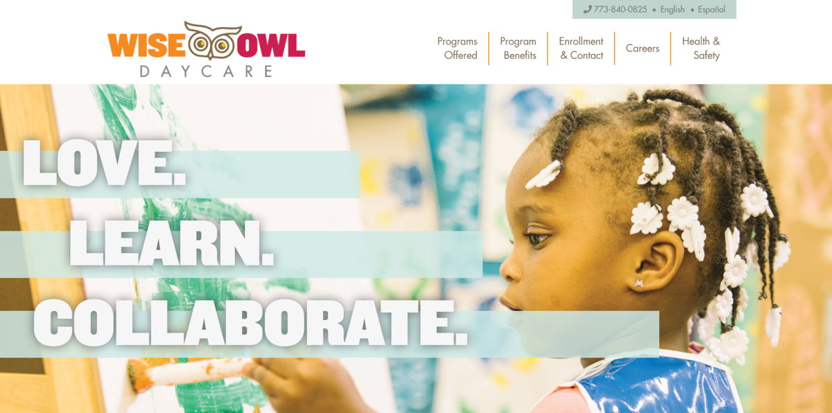 Screenshot of Wise Owl Daycare, from the childcare & daycare websites collection.