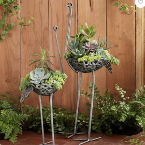 Recycled Metal Ostrich Planter