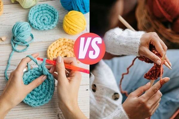 difference between knitting and crocheting