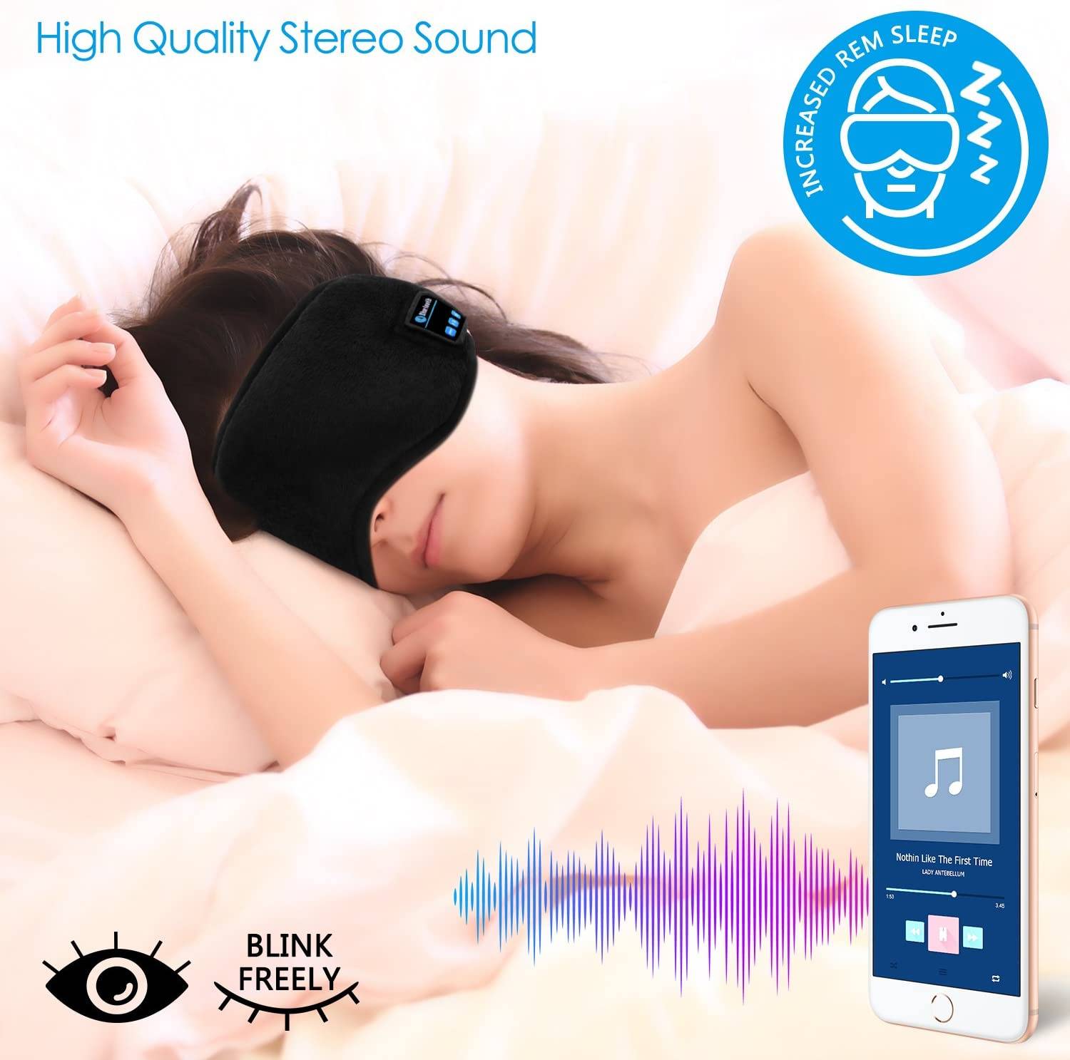 Sleep Mask with Headphones, Bluetooth Eye Mask, Sleep Headphones, Headband Earphones
