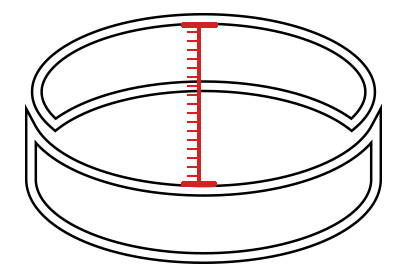 Illustration d'une bague avec une règle qui démontre le diamètre intérieur d'une bague