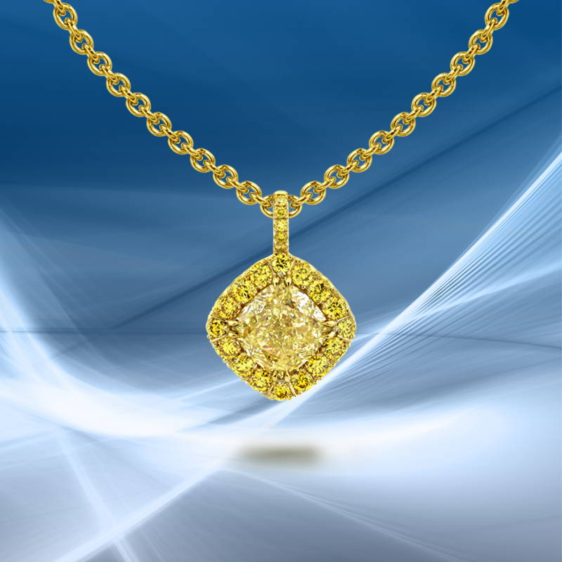 18k yellow gold pendant featuring yellow diamonds