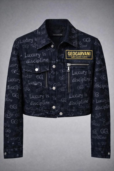 GEOGARVANI woman’s Cropped Denim Jacket — Dark Wash