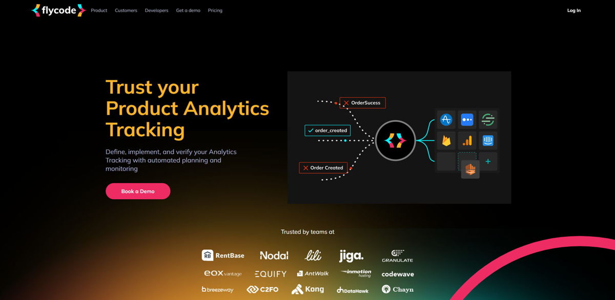 Screenshot of FlyCode, from the saas websites collection.