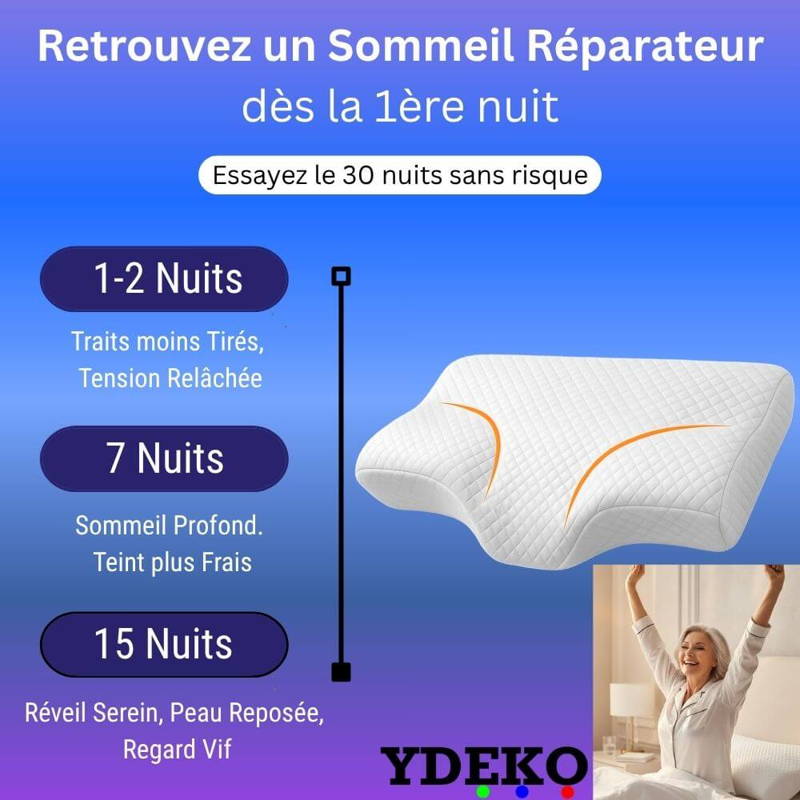 Oreiller Orthopedique, Oreiller Memoire de Forme, Coussin Cervical, Oreiller Ergonomique, Coussin Memoire de Forme, Oreiller Cervical