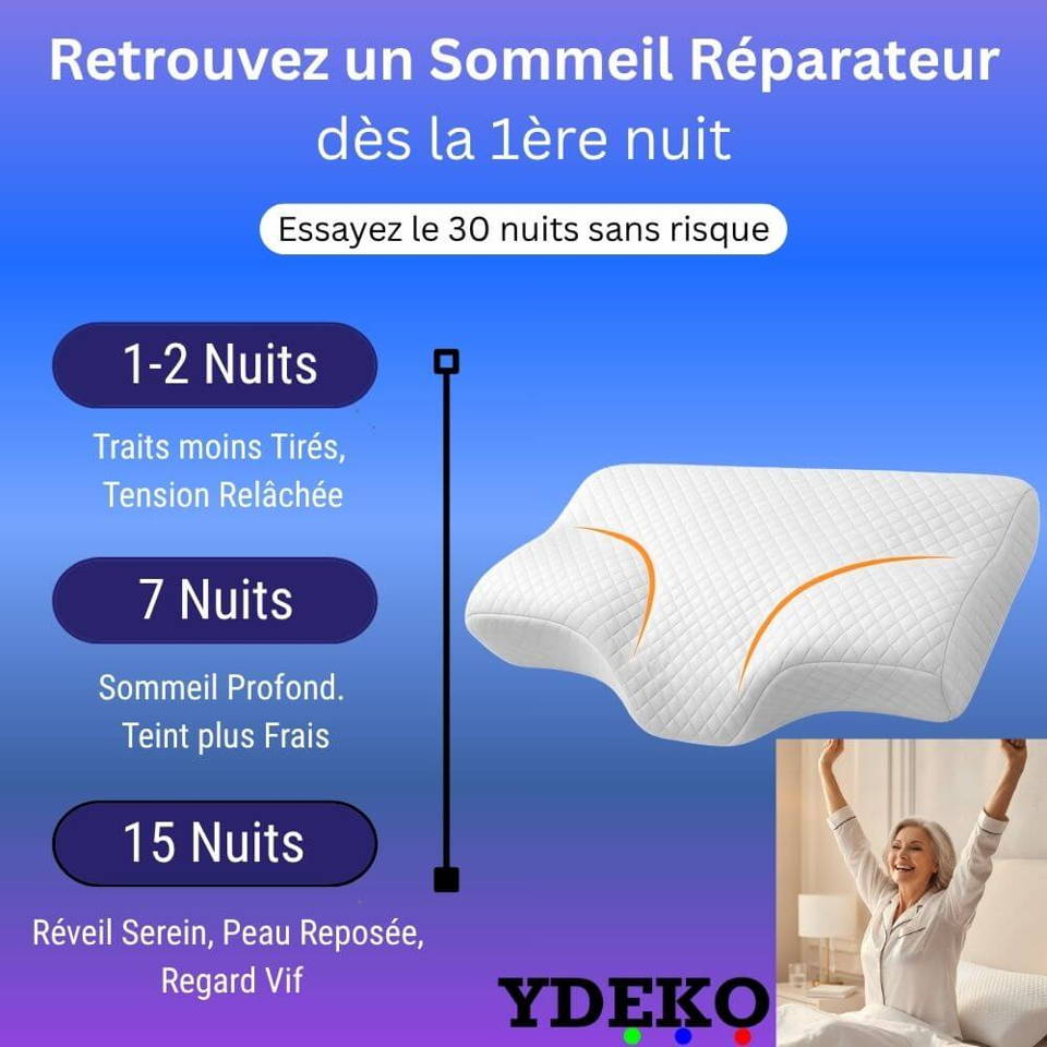 Oreiller Cervical Ergonomique, Coussin Memoire de Forme
