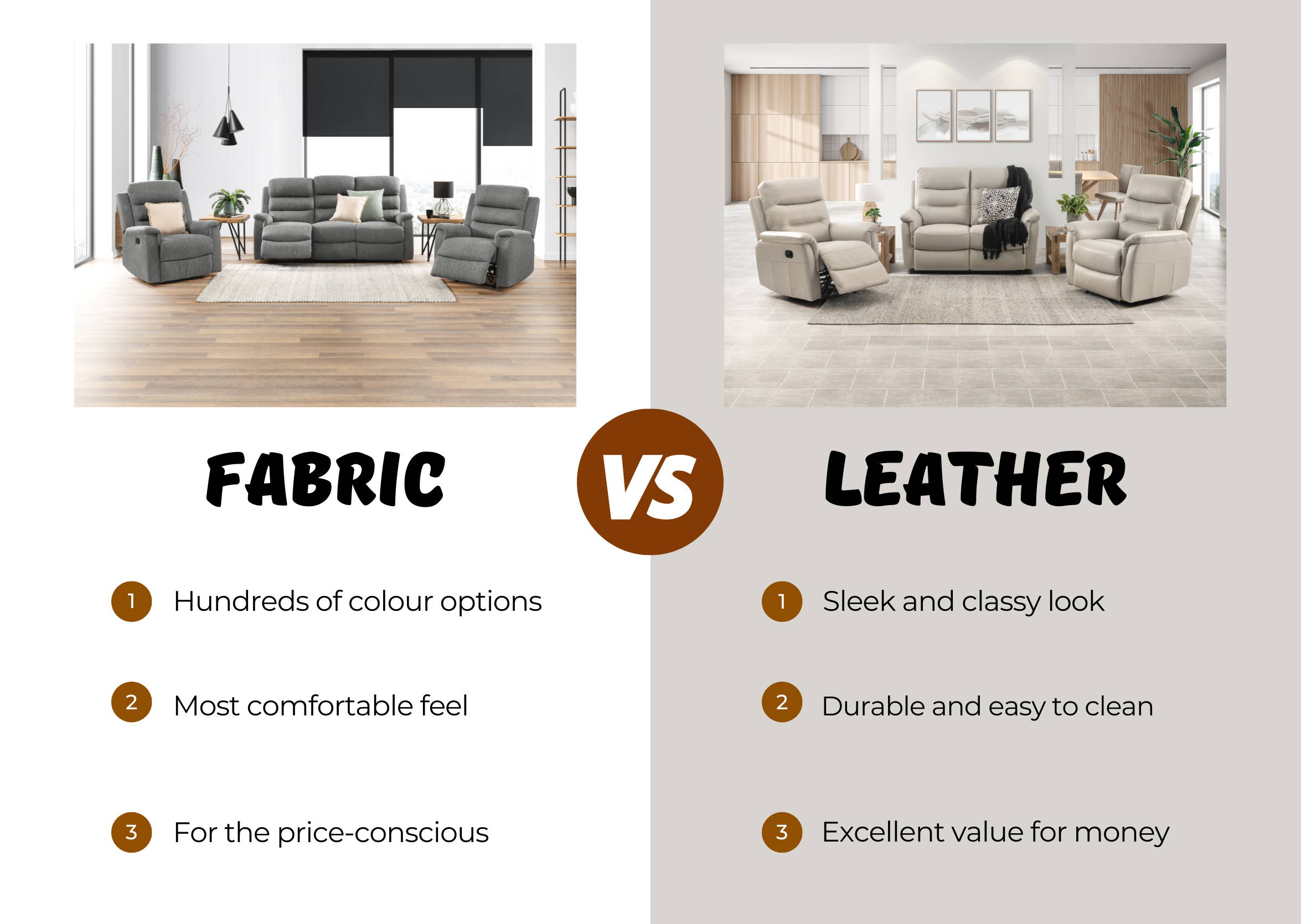 Fabric or leather lounge suite 