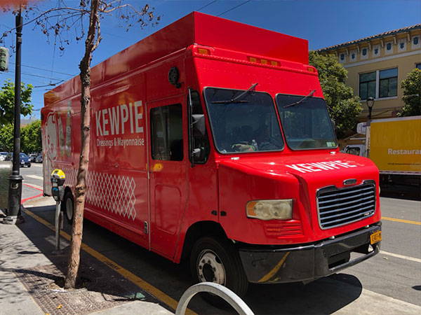 Kewpie truck next to parking meter